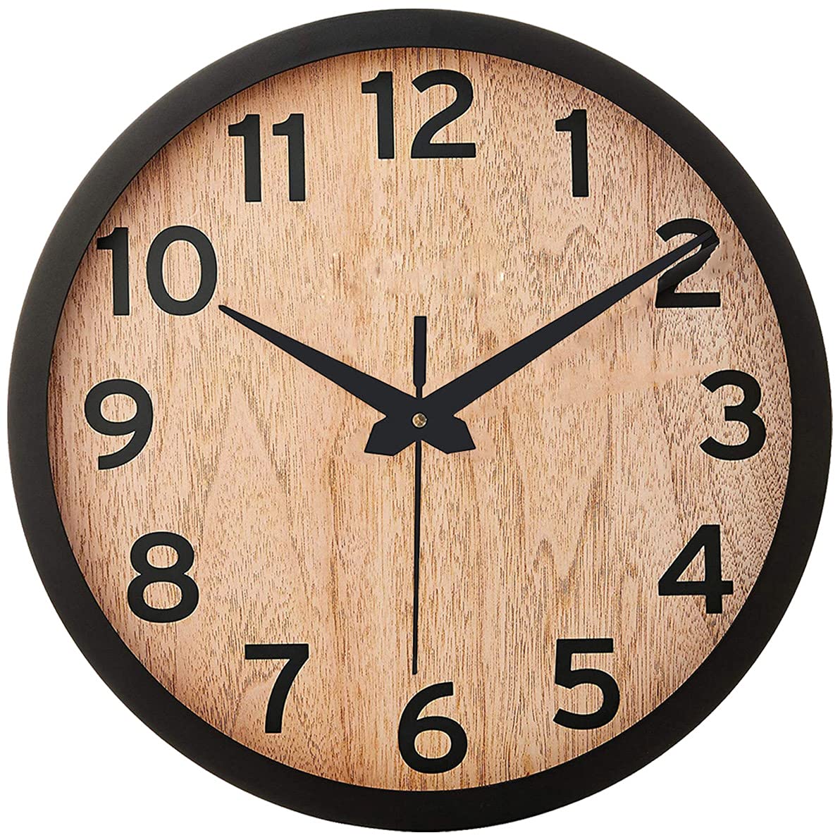Light wood color wall clock with all No